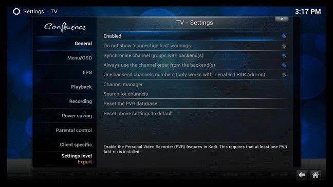 how to stop scaning for pvr service on kodi